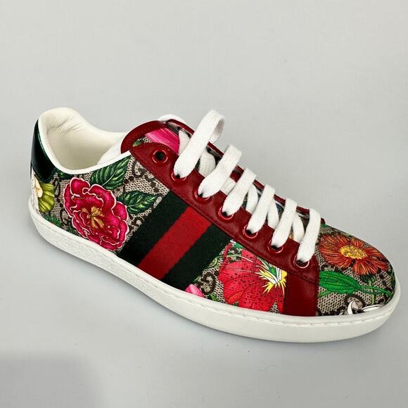 NIB Gucci flora print low-top sneakers Size 34 - Picture 6 of 12
